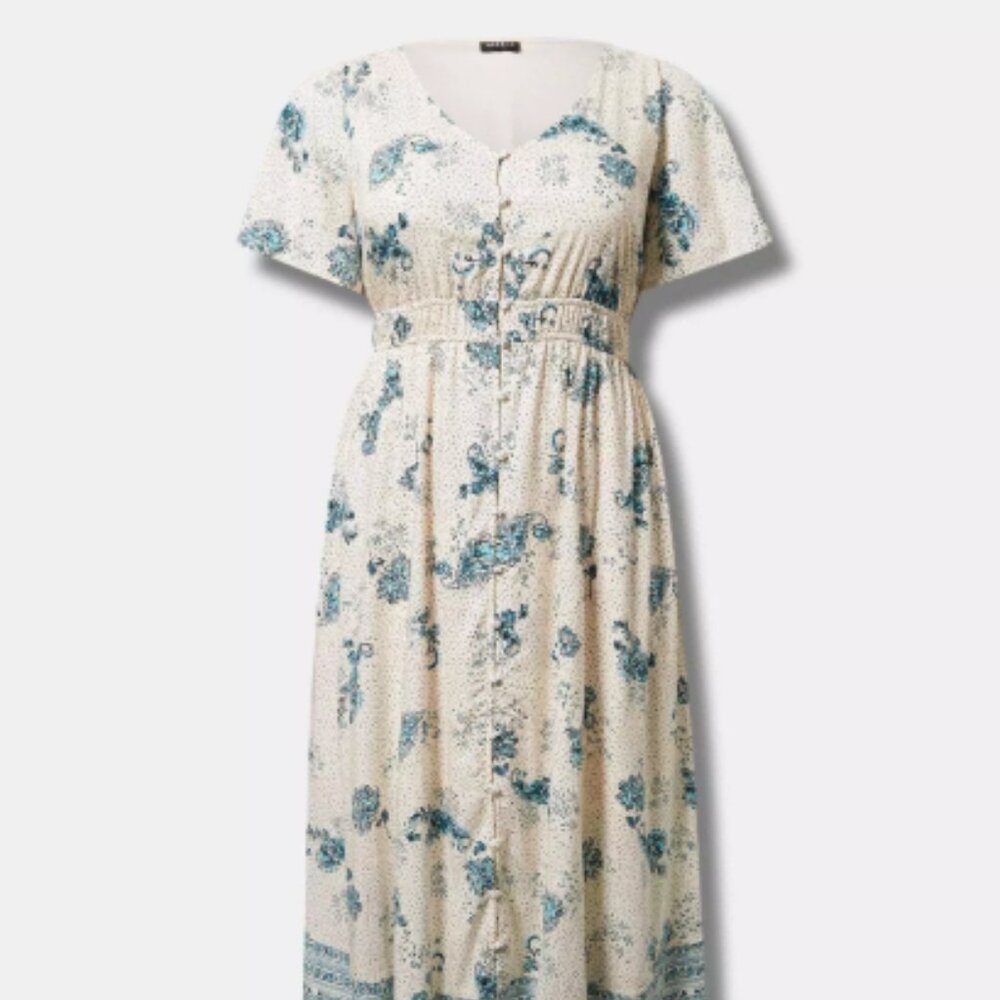 Torrid Maxi Wash Challis Button Front Aline Dress - Picture 4 of 6